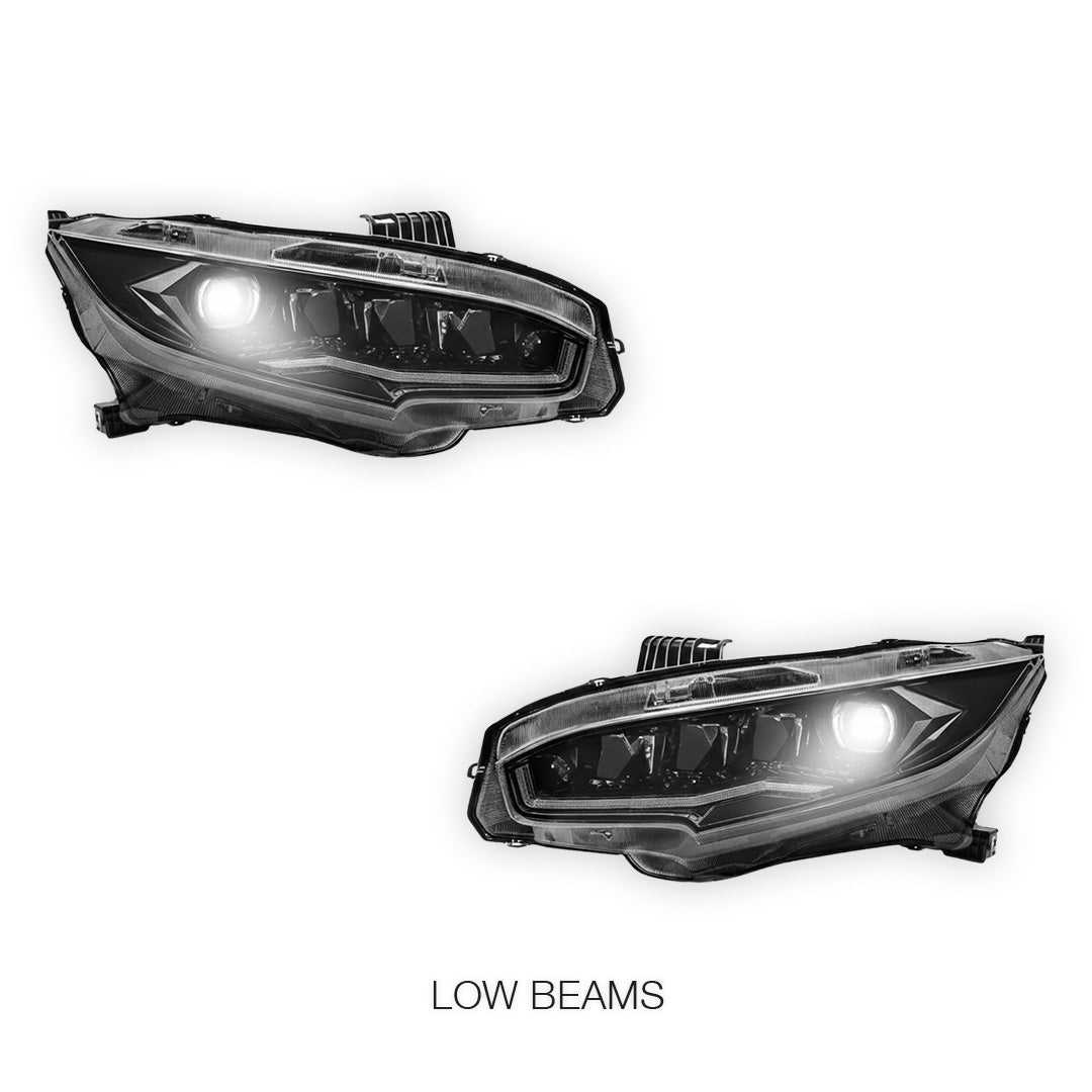Honda Civic FC / FK (2016 - 2021) Black LED DRL Purple Projector Headlights LH + RH