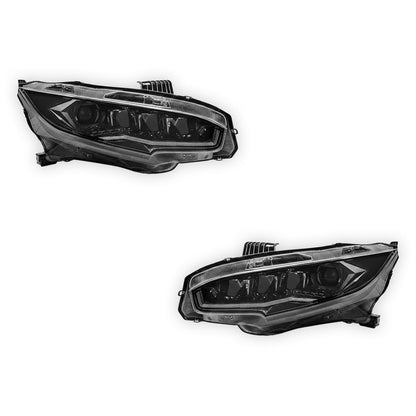 Honda Civic FC / FK (2016 - 2021) Black LED DRL Purple Projector Headlights LH + RH
