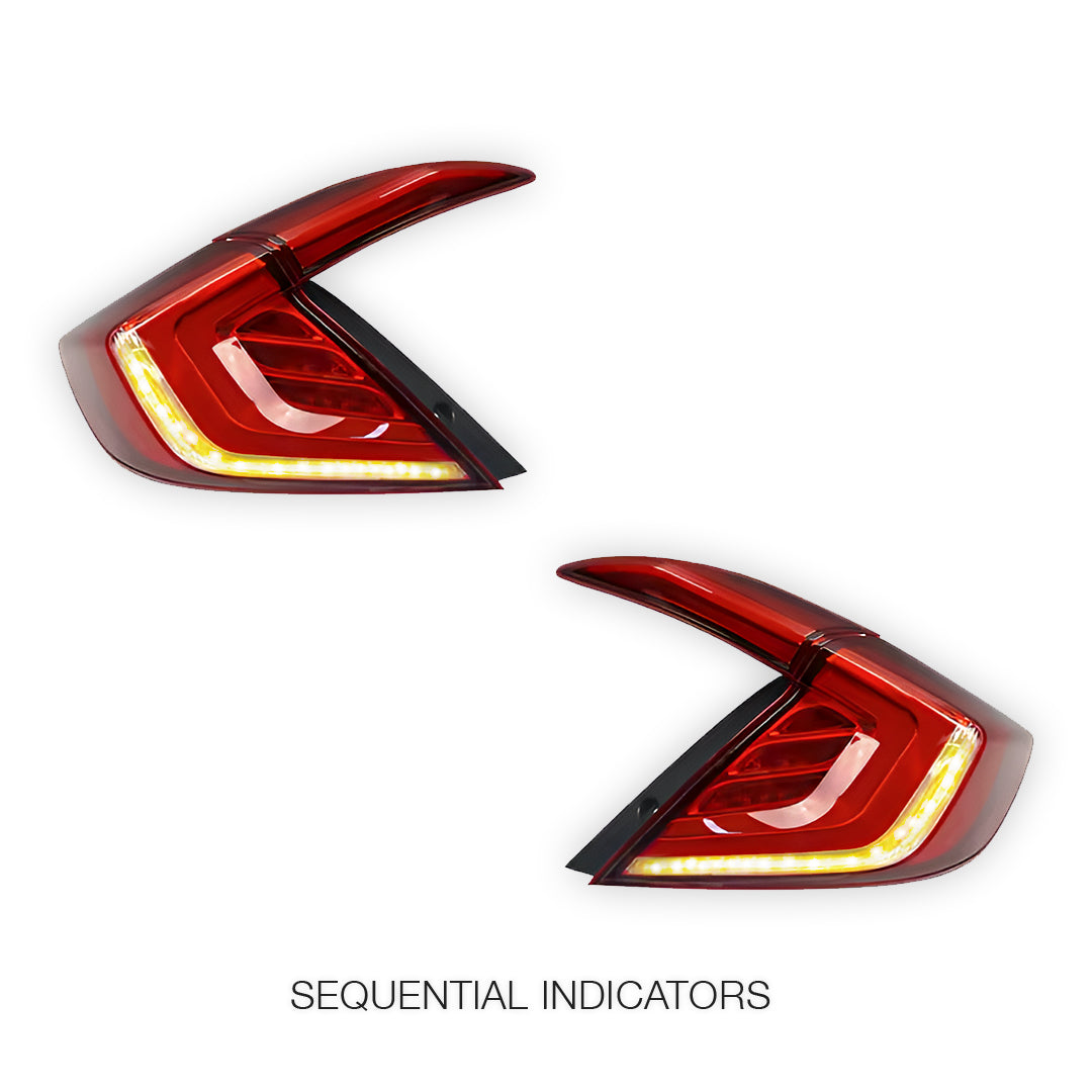 Honda Civic FK4 / FK7 / FK8 (2016 - 2018) Red Sequential LED Tail Lights LH + RH