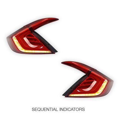 Honda Civic FK4 / FK7 / FK8 (2016 - 2018) Red Sequential LED Tail Lights LH + RH