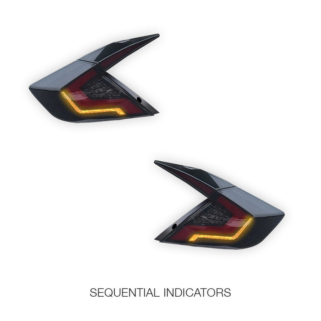 Honda Civic FK4 / FK7 / FK8 (2016 - 2018) Smoked Sequential LED Tail Lights LH + RH