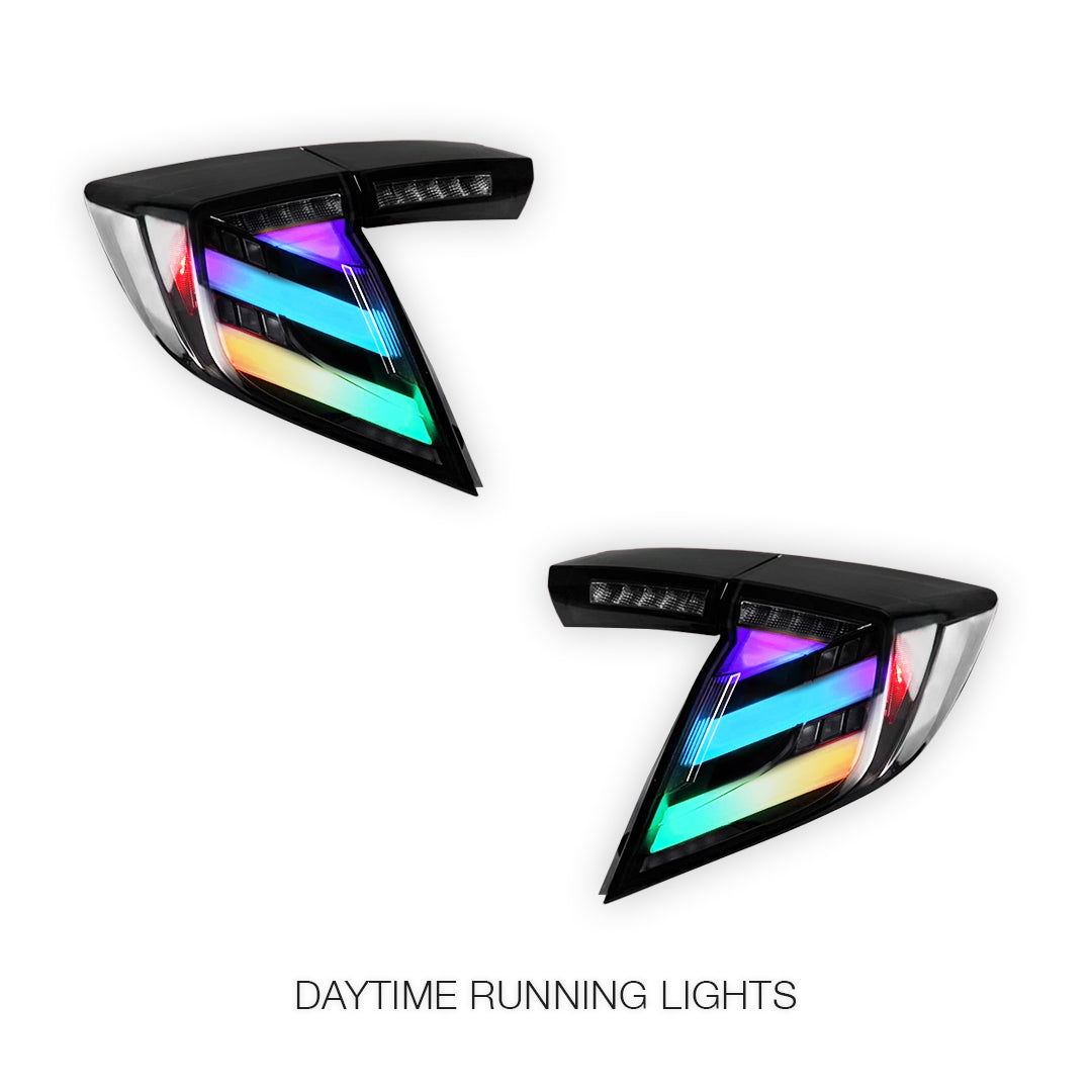 Honda Civic FK4 / FK7 / FK8 (2016 - 2019) Smoked RGB Sequential LED Tail Lights LH + RH