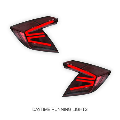 Honda Civic FK4 / FK7 / FK8 (2016 - 2020) Red Sequential LED Tail Lights LH + RH
