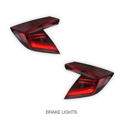 Honda Civic FK4 / FK7 / FK8 (2016 - 2020) Red Sequential LED Tail Lights LH + RH
