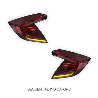 Honda Civic FK4 / FK7 / FK8 (2016 - 2020) Red Sequential LED Tail Lights LH + RH