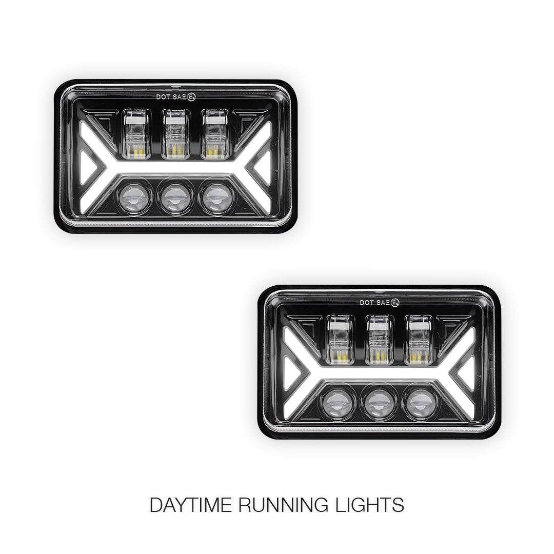 Universal 4 Pcs. 4x6" LED Headlights LH + RH