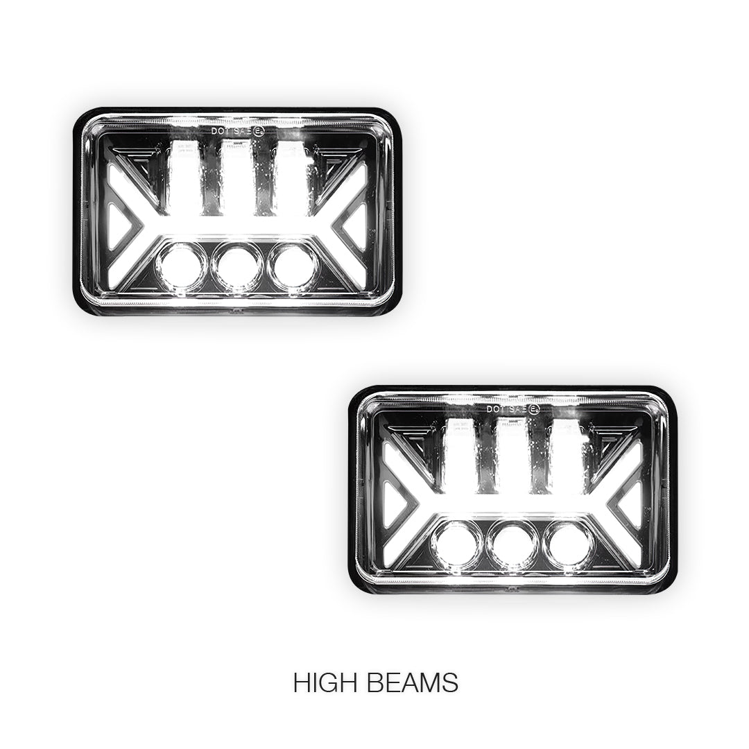 Universal 4 Pcs. 4x6" LED Headlights LH + RH
