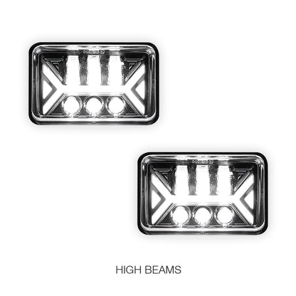 Universal 4 Pcs. 4x6" LED Headlights LH + RH
