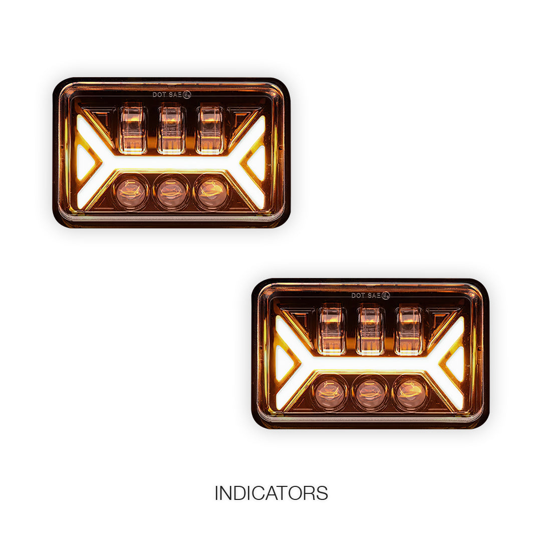 Universal 4 Pcs. 4x6" LED Headlights LH + RH