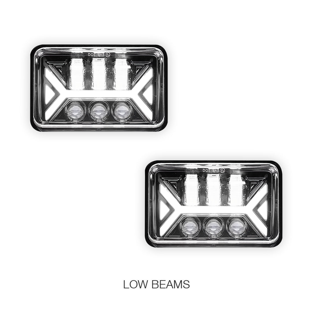 Universal 4 Pcs. 4x6" LED Headlights LH + RH