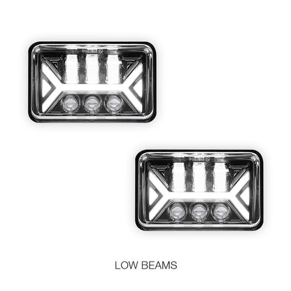 Universal 4 Pcs. 4x6" LED Headlights LH + RH