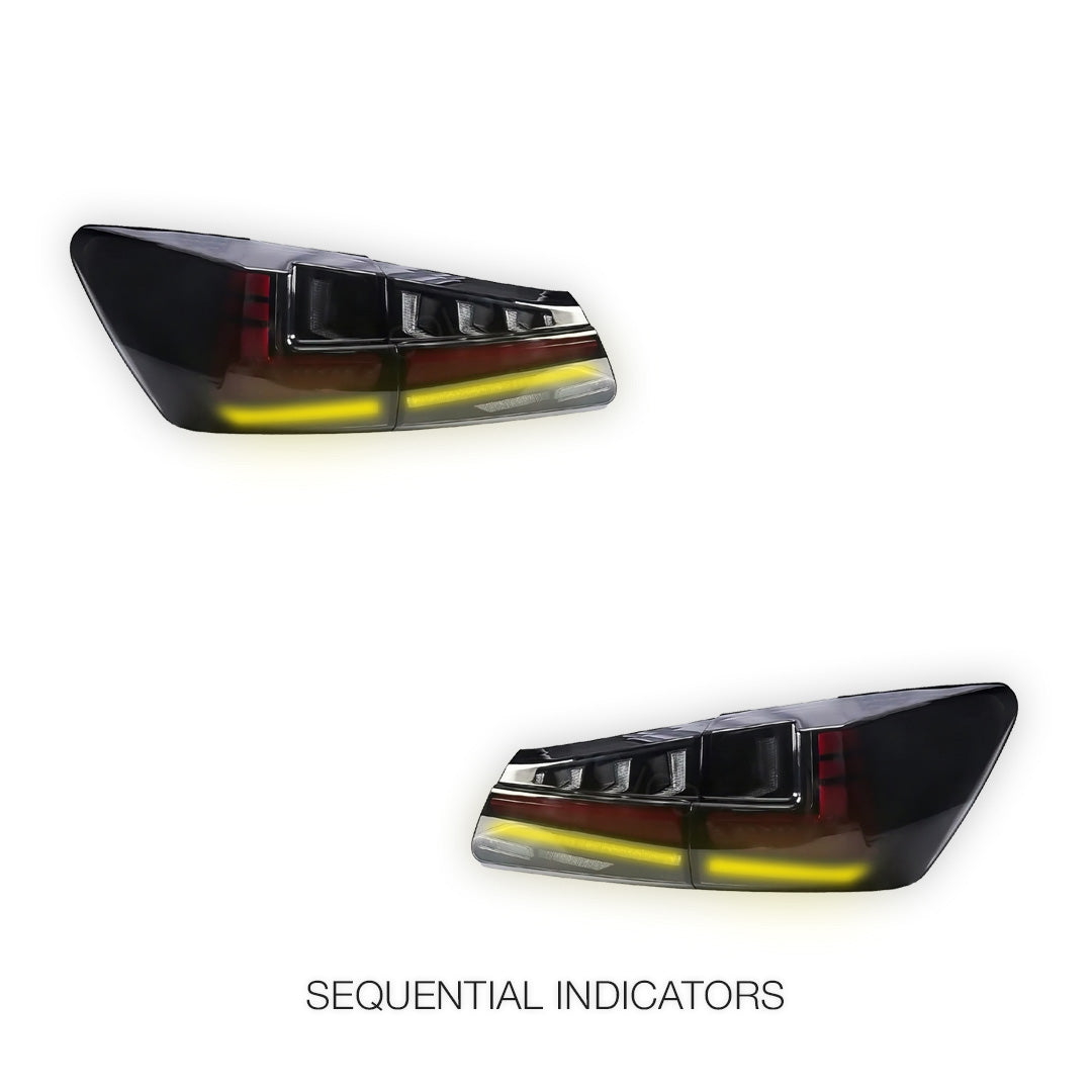 Lexus IS250 GSE20 (2006 - 2012) Nike Style Sequential Smoked Full LED Tail Lights LH + RH
