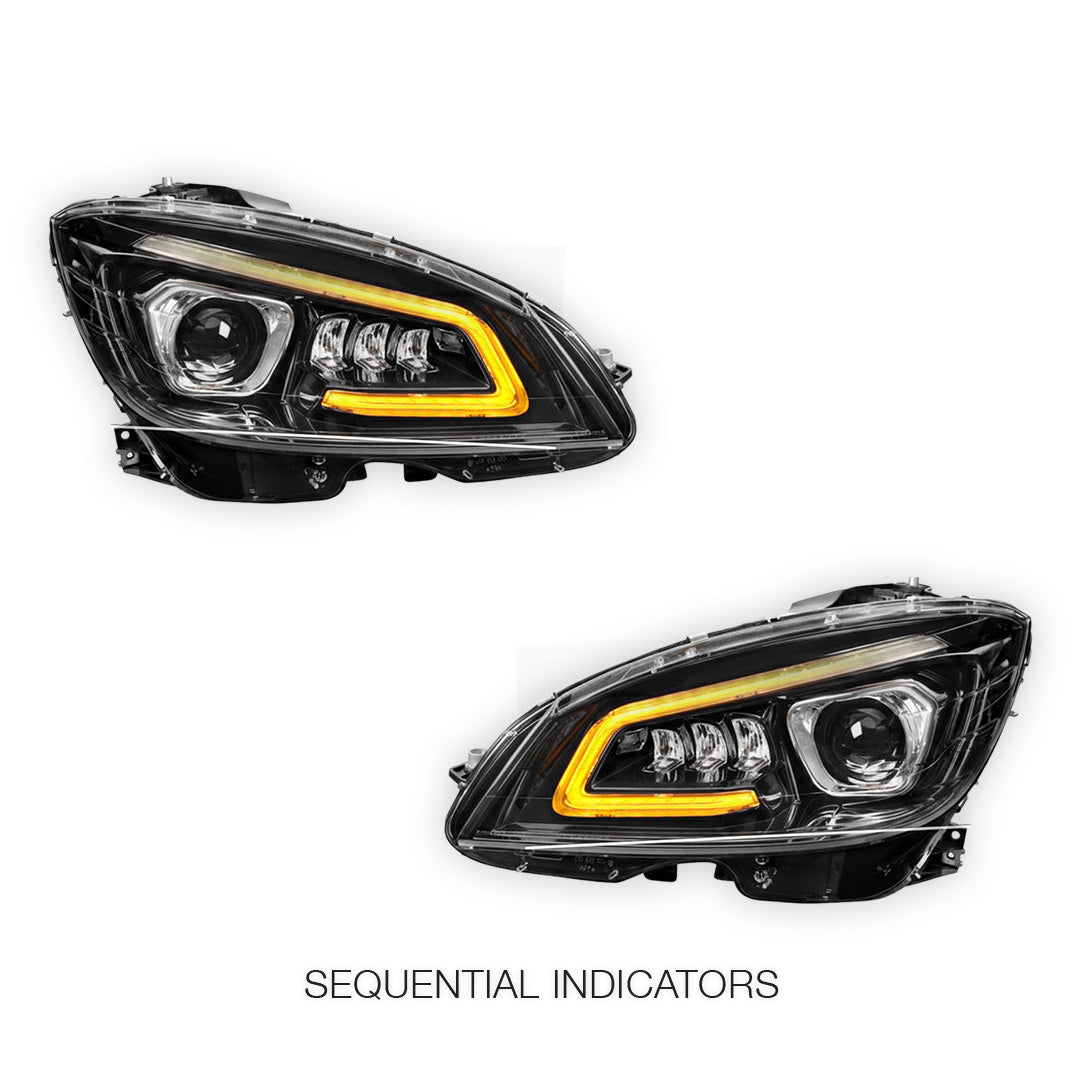 Mercedes-Benz C-Class W204 (2008- 2011) Xenon Laser LED DRL Projector Headlights LH + RH