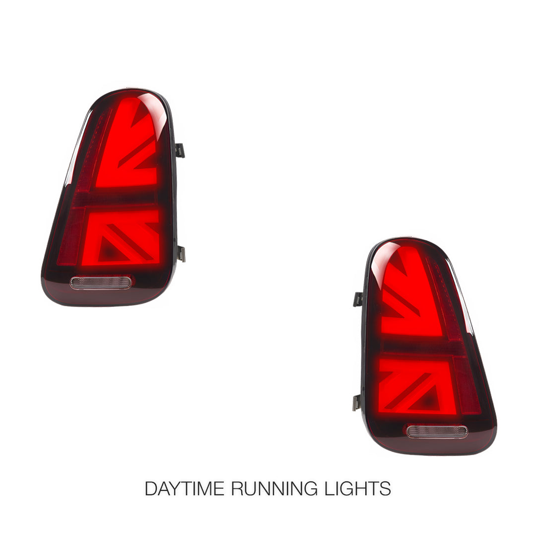 Mini Cooper R50 / R52 / R53 (2001 - 2006) Union Jack Style Sequential Red Full LED Tail Lights LH + RH