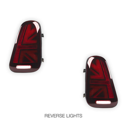 Mini Cooper R50 / R52 / R53 (2001 - 2006) Union Jack Style Sequential Red Full LED Tail Lights LH + RH
