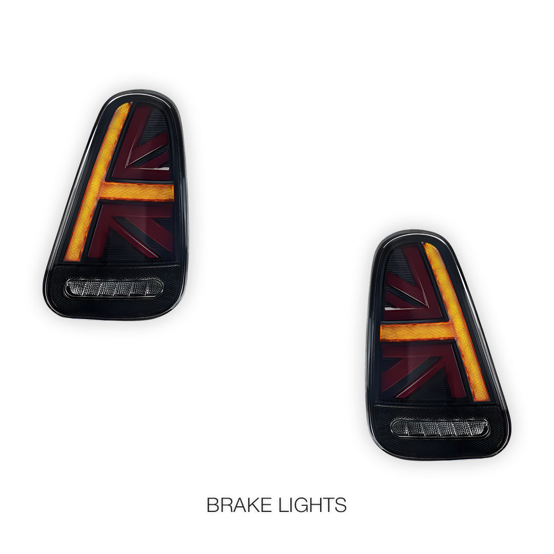 Mini Cooper R50 / R52 / R53 (2001 - 2006) Union Jack Style Sequential Smoked Full LED Tail Lights LH + RH