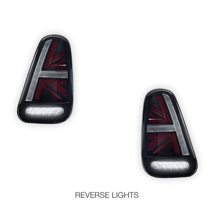 Mini Cooper R50 / R52 / R53 (2001 - 2006) Union Jack Style Sequential Smoked Full LED Tail Lights LH + RH