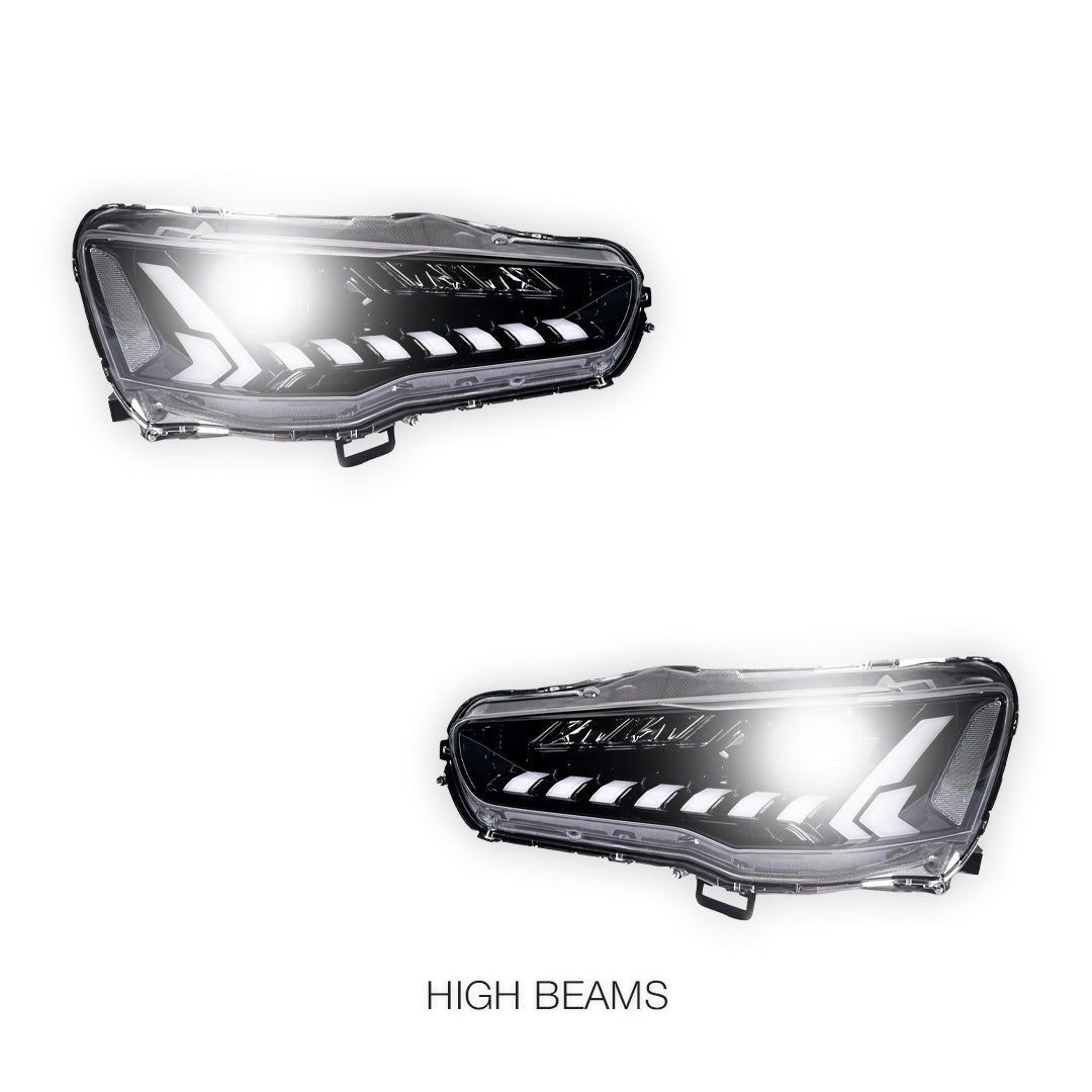 Mitsubishi Lancer Evo 10 (2007 - 2017) Demon Eye Style LED DRL Projector Headlights LH + RH