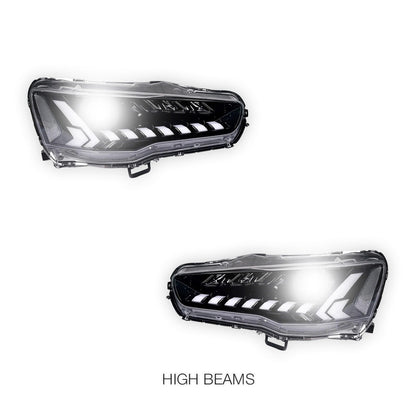 Mitsubishi Lancer Evo 10 (2007 - 2017) Demon Eye Style LED DRL Projector Headlights LH + RH