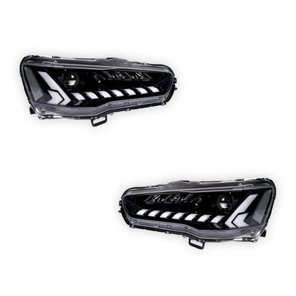 Mitsubishi Lancer Evo 10 (2007 - 2017) Demon Eye Style LED DRL Projector Headlights LH + RH