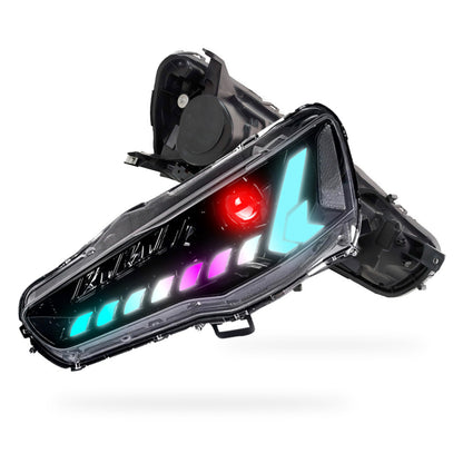 Mitsubishi Lancer Evo 10 (2007 - 2017) RGB Demon Eye Style LED DRL Projector Headlights LH + RH