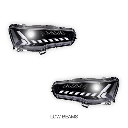 Mitsubishi Lancer Evo 10 (2007 - 2017) RGB Demon Eye Style LED DRL Projector Headlights LH + RH