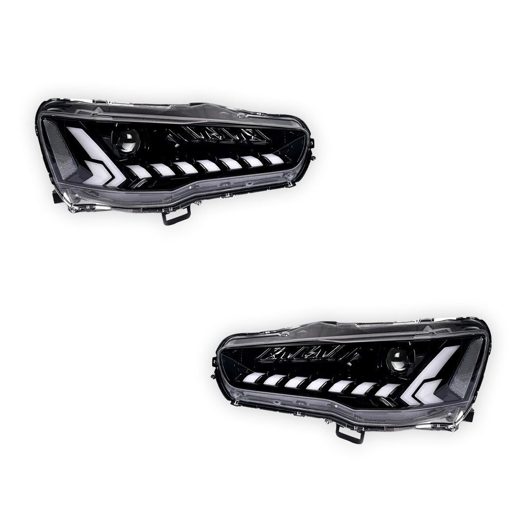 Mitsubishi Lancer Evo 10 (2007 - 2017) RGB Demon Eye Style LED DRL Projector Headlights LH + RH
