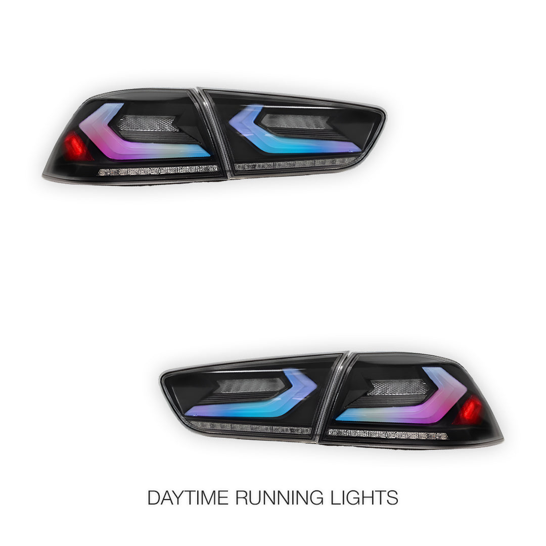 Mitsubishi Lancer Evo X / CJ / CF (2008 - 2018) Smoked 3D RGB Sequential Tail Lights LH + RH
