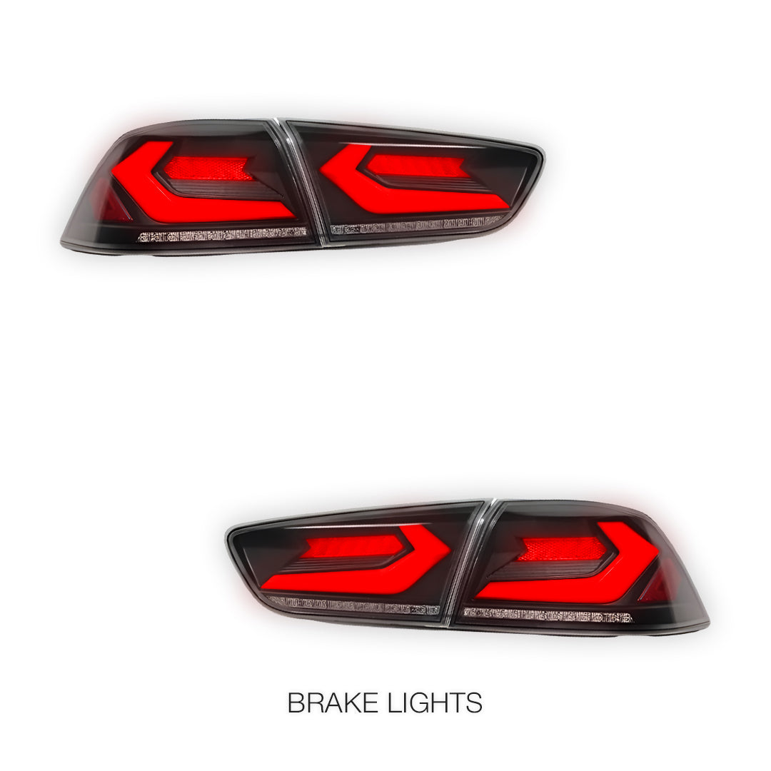 Mitsubishi Lancer Evo X / CJ / CF (2008 - 2018) Smoked 3D RGB Sequential Tail Lights LH + RH