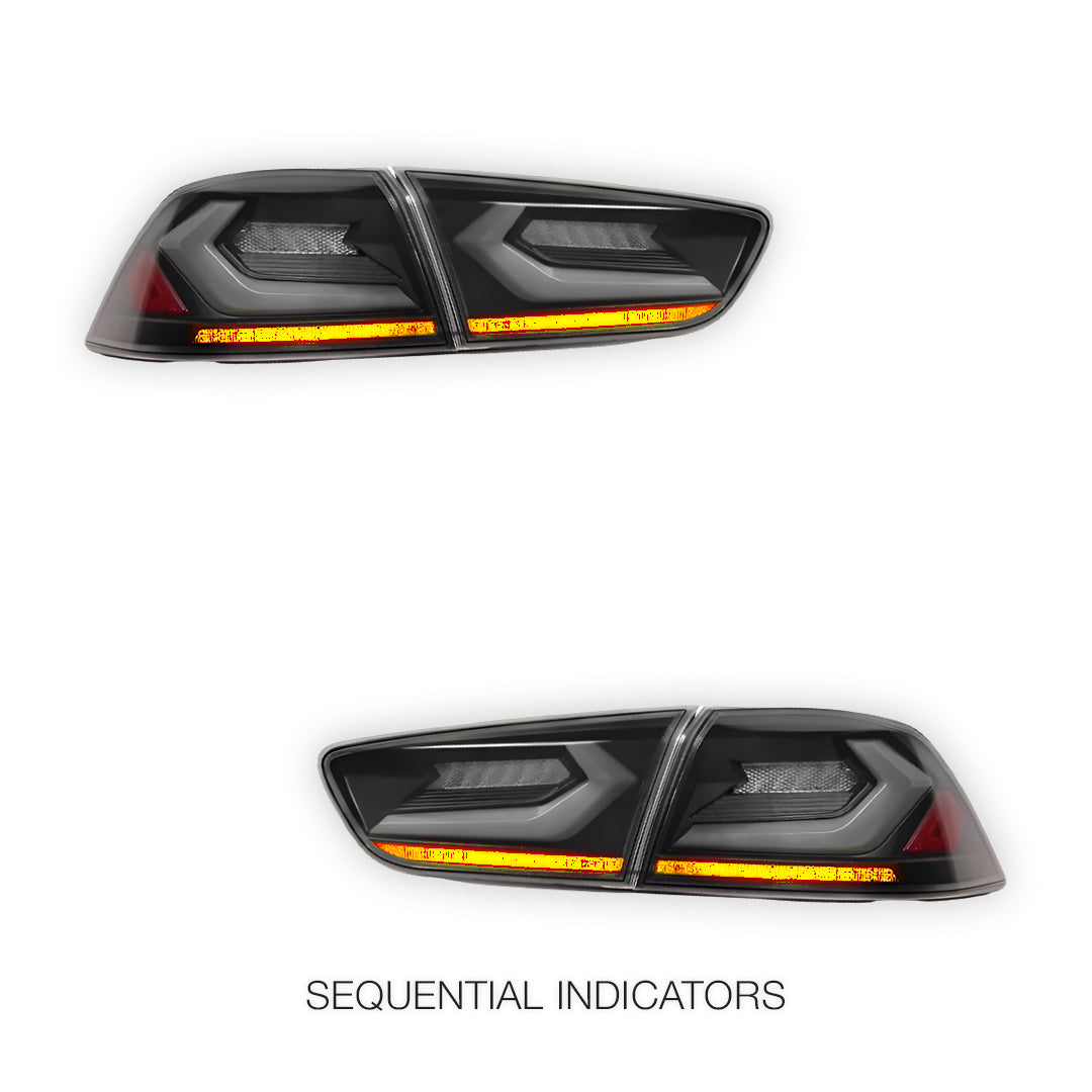 Mitsubishi Lancer Evo X / CJ / CF (2008 - 2018) Smoked 3D RGB Sequential Tail Lights LH + RH
