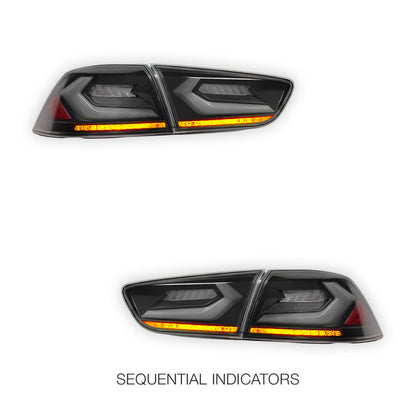 Mitsubishi Lancer Evo X / CJ / CF (2008 - 2018) Smoked 3D RGB Sequential Tail Lights LH + RH