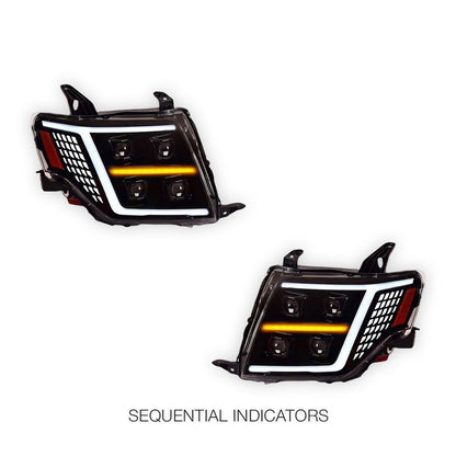 Mitsubishi Pajero NT / NW / NX (2009 - 2021) Quad Projector LED Style Sequential Indicator Headlights LH + RH