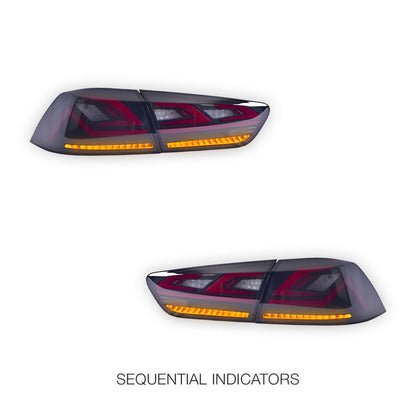 Mitsubishi Lancer Evo X / CJ / CF (2008 - 2018) Sequential Smoked LED Tail Lights LH + RH