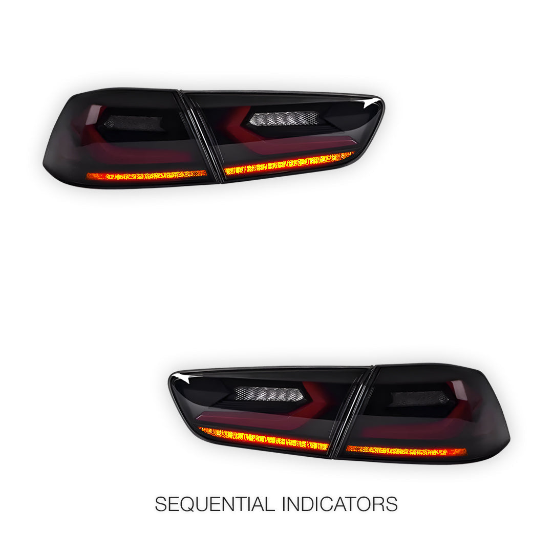 Mitsubishi Lancer Evo X / CJ / CF (2008 - 2018) Smoked 3D Sequential Tail Lights LH + RH
