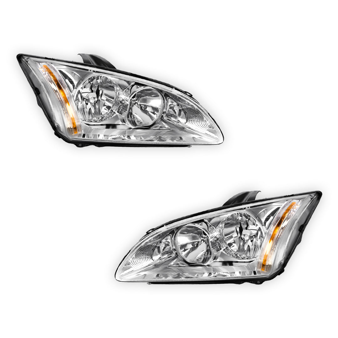 Ford Focus LS / LT (2007 - 2009) Chrome OEM Style Headlights LH + RH