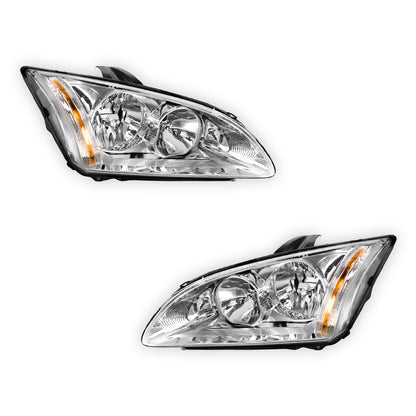 Ford Focus LS / LT (2007 - 2009) Chrome OEM Style Headlights LH + RH