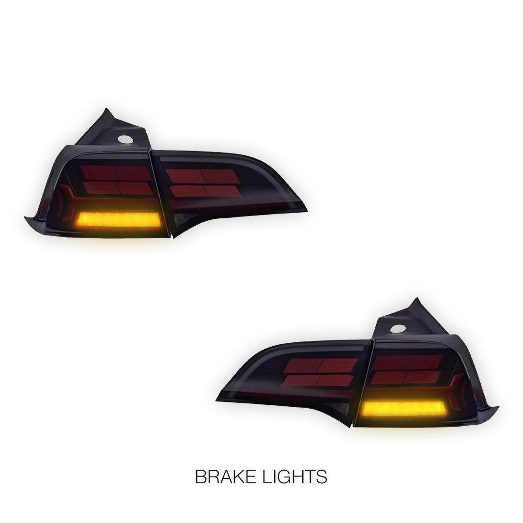 Tesla Model 3 Sedan (2019 - 2023) Sequential Tesla Logo Style Tail Lights LH + RH