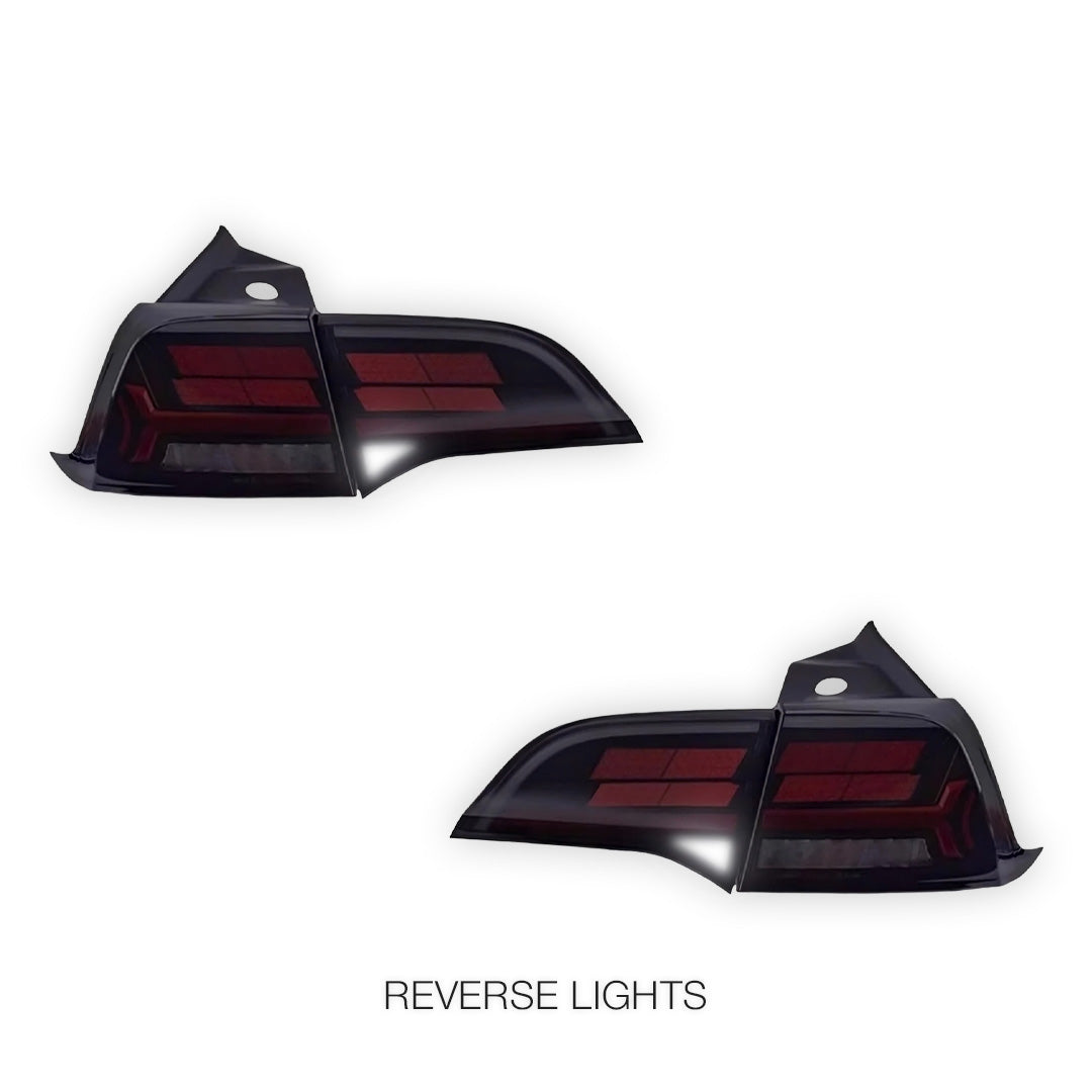 Tesla Model 3 Sedan (2019 - 2023) Sequential Tesla Logo Style Tail Lights LH + RH