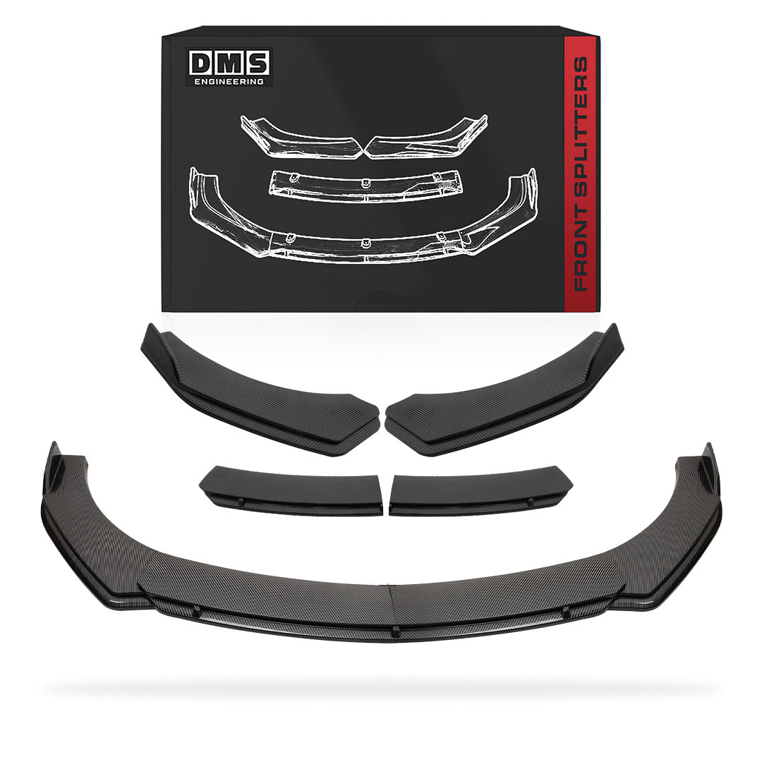 Tesla Model 3 (2017 - 2024) Carbon Fiber Painted With Strut Rods Front Splitters