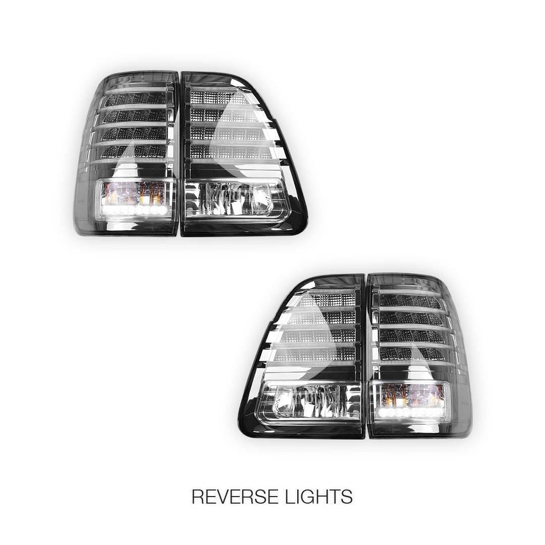Toyota LandCruiser FJ100 (1998 - 2006) Black Smoked LED Inner and Outer Tail Lights LH + RH