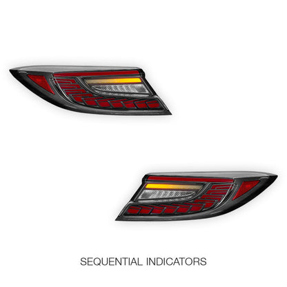Toyota 86 2nd Gen. (2022 - 2024) Clear Red Dragon-Scale Style Sequential LED Tail Lights LH + RH