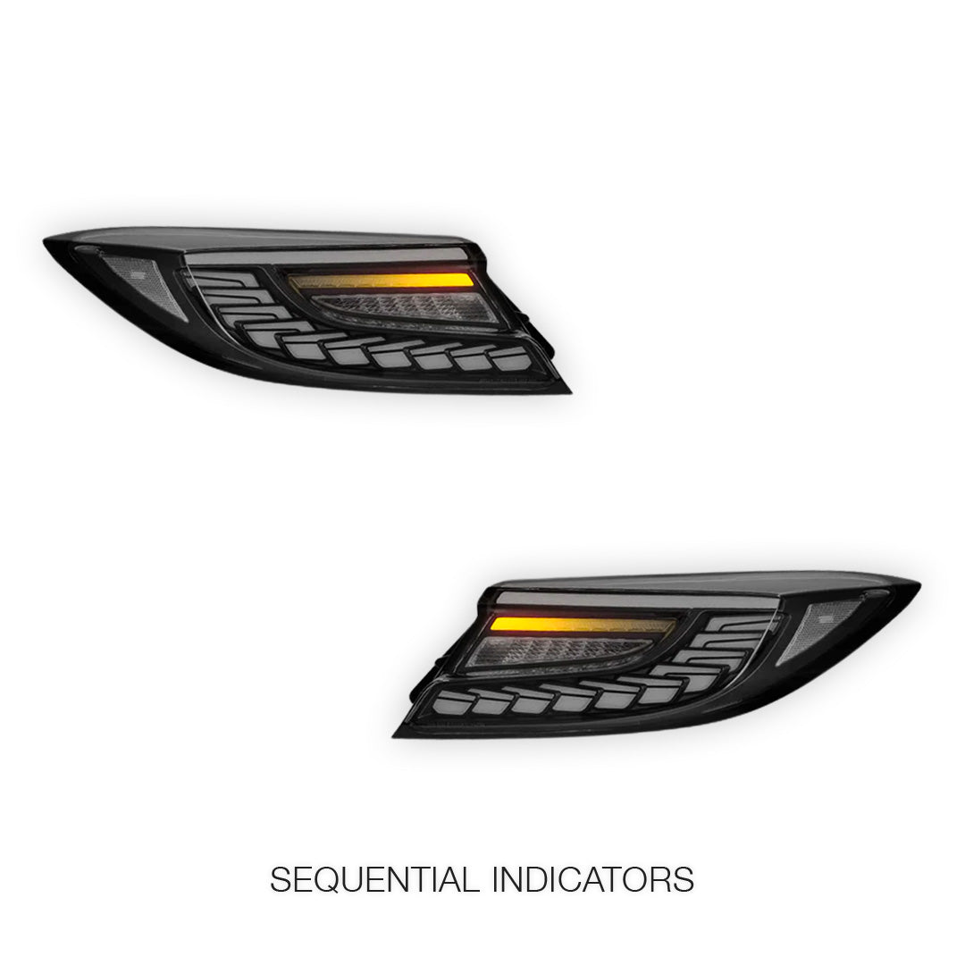 Toyota 86 2nd Gen. (2022 - 2024) Clear White Dragon-Scale Style Sequential LED Tail Lights LH + RH