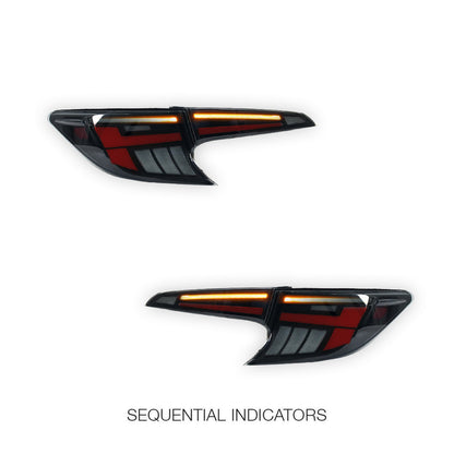 Toyota Corolla E210 Hatch (2019 - 2024) Black Red LED Sequential Tail Lights LH + RH