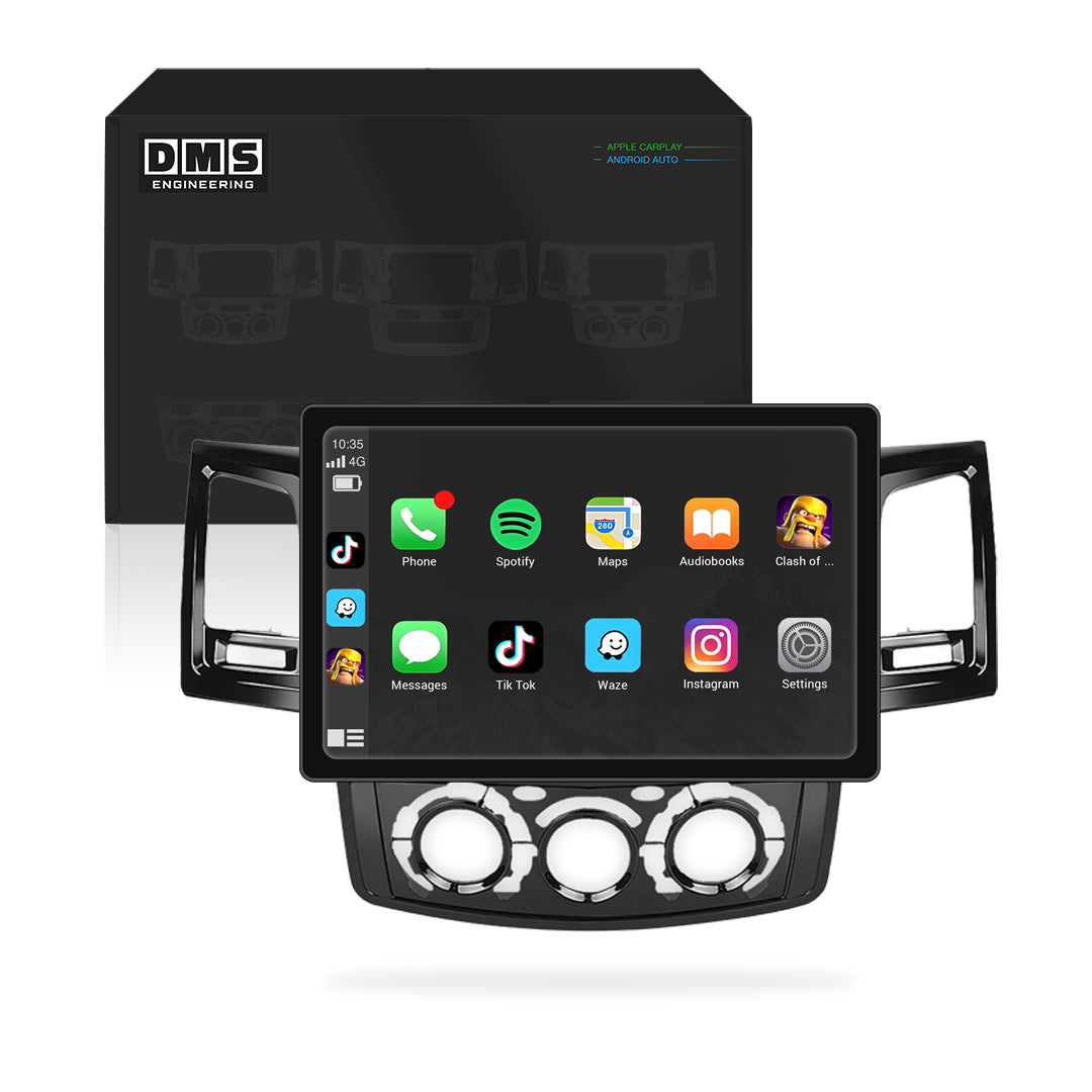 Toyota Hilux N70 (2005 - 2015) 9" 13.3" Wireless Android 16 Head Unit for Apple CarPlay / Android Auto Circular Knob AC Panel