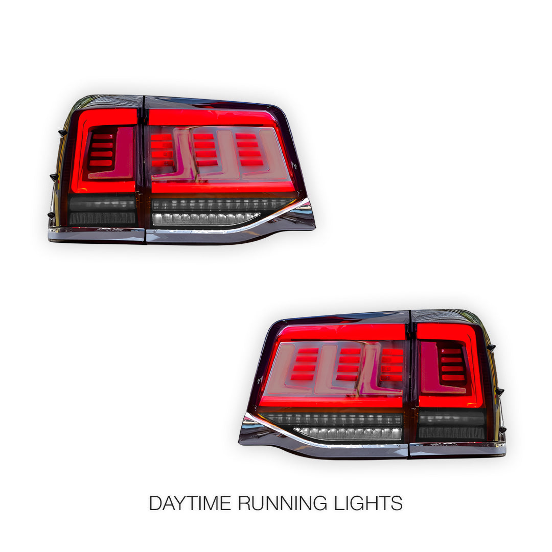 Toyota LandCruiser 200 Series (2016 - 2021) Black Sequential LED Tail Lights LH + RH