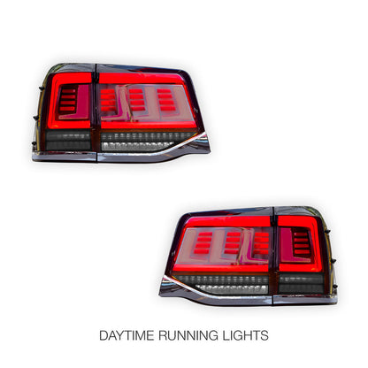 Toyota LandCruiser 200 Series (2016 - 2021) Black Sequential LED Tail Lights LH + RH