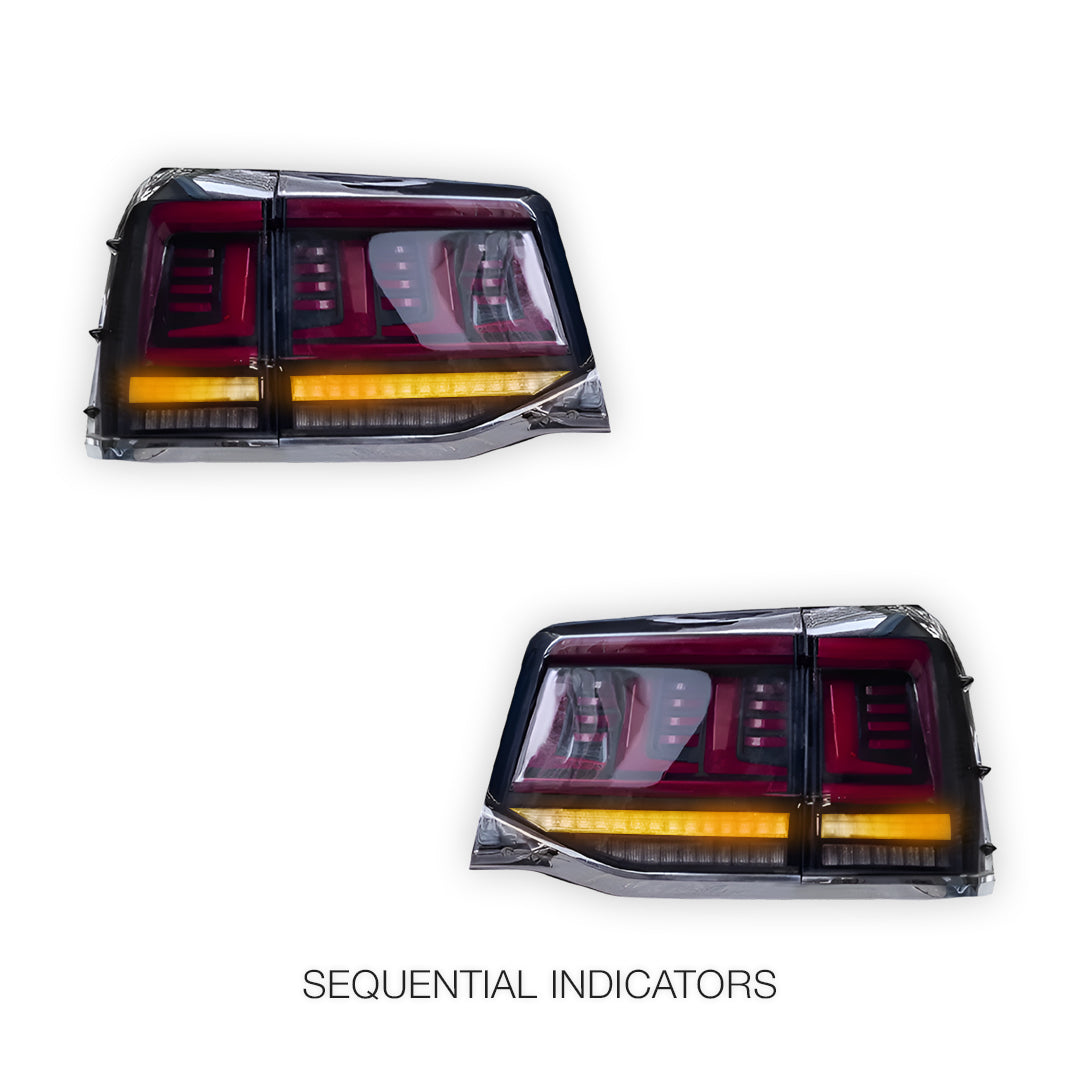 Toyota LandCruiser 200 Series (2016 - 2021) Black Sequential LED Tail Lights LH + RH