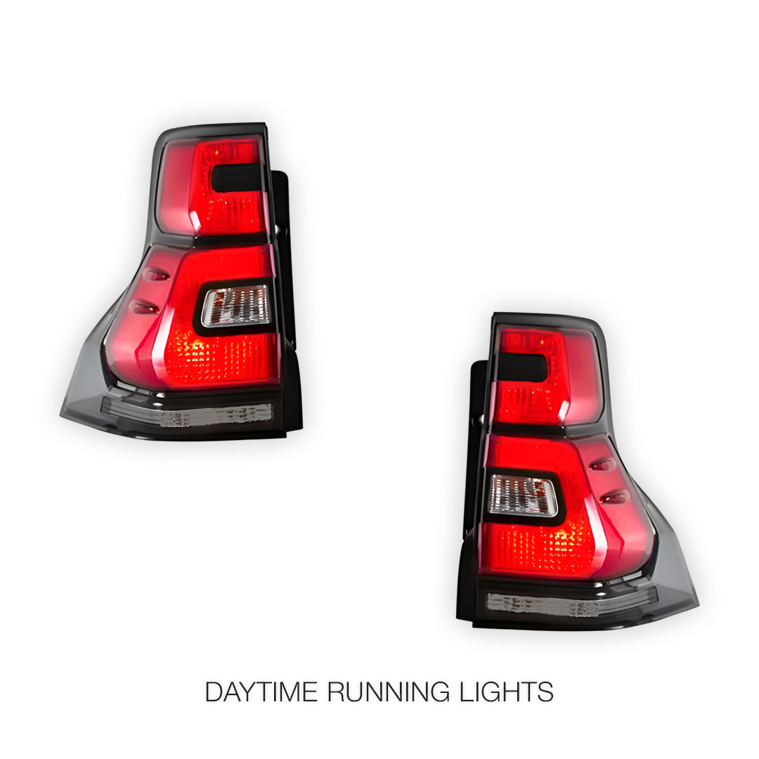 Toyota LandCruiser Prado 150 Series (2010 - 2018) Smoked Squared LED Tail Lights LH + RH