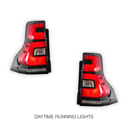 Toyota LandCruiser Prado 150 Series (2010 - 2018) Smoked Squared LED Tail Lights LH + RH