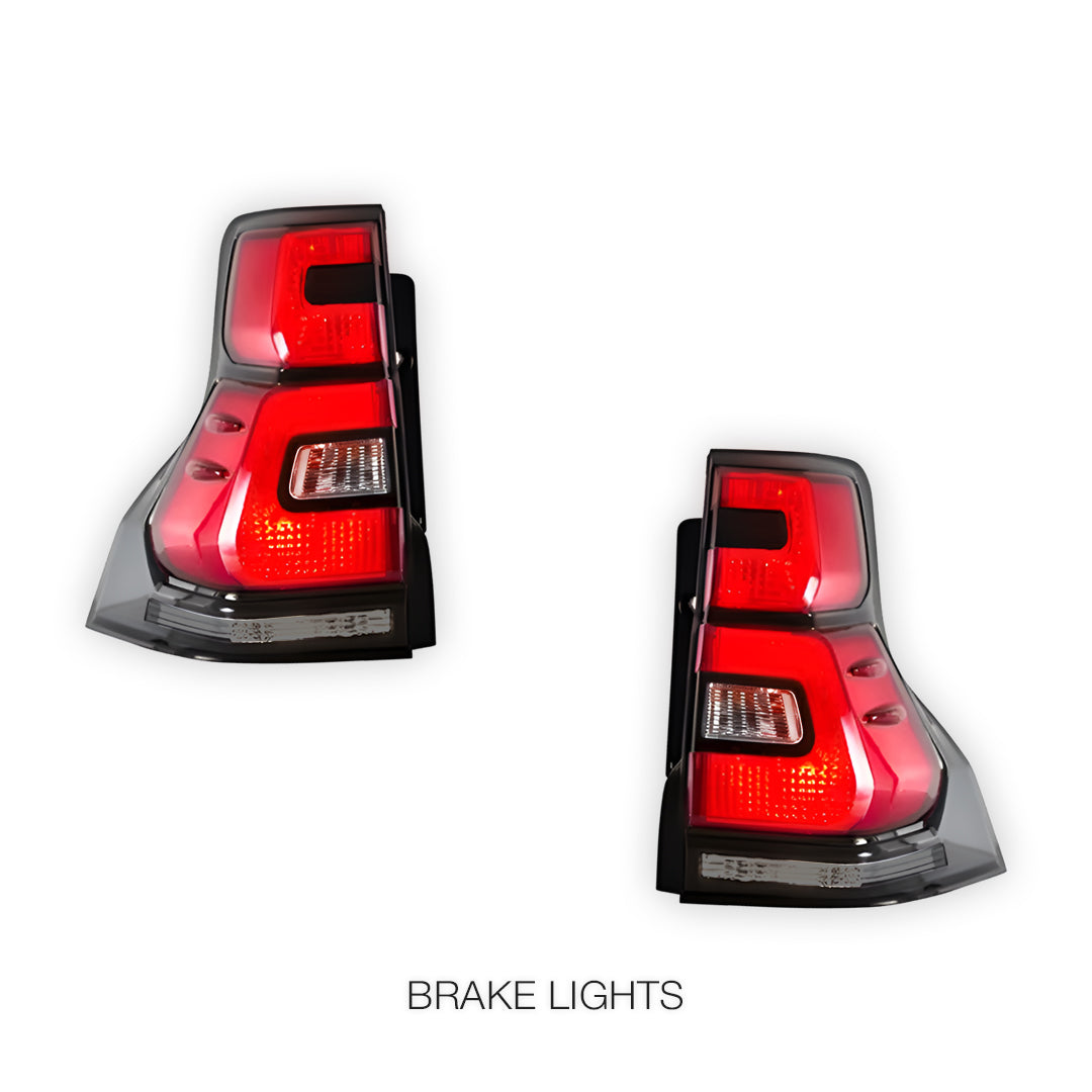 Toyota LandCruiser Prado 150 Series (2010 - 2018) Smoked Squared LED Tail Lights LH + RH